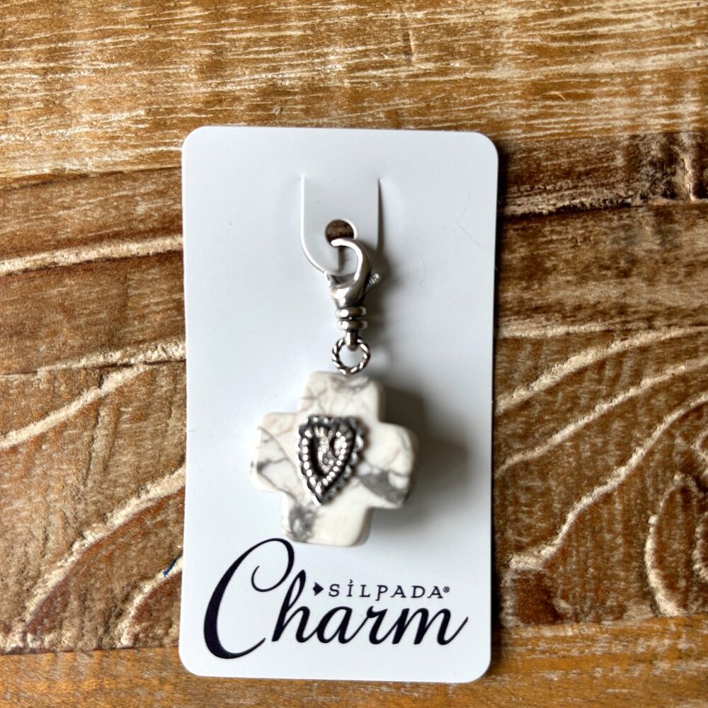 Silpada Sterling 925 Silver White Howlite Faith and Love Charm
